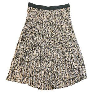 Vince Camuto Trendy Elastic Waist Pleated Midi Skirt Black Floral